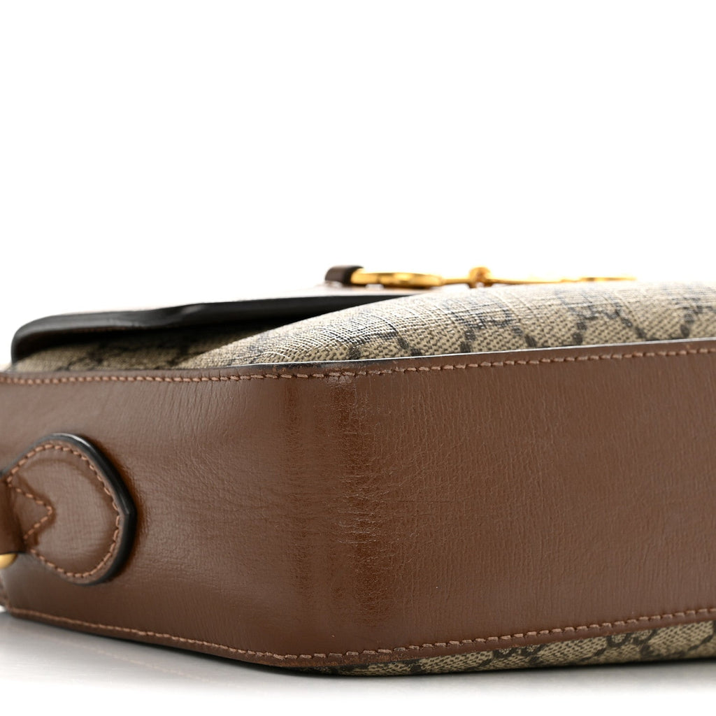 Gucci GG Supreme Monogram Small Horsebit 1955 Shoulder Bag Beige Brown Sugar
