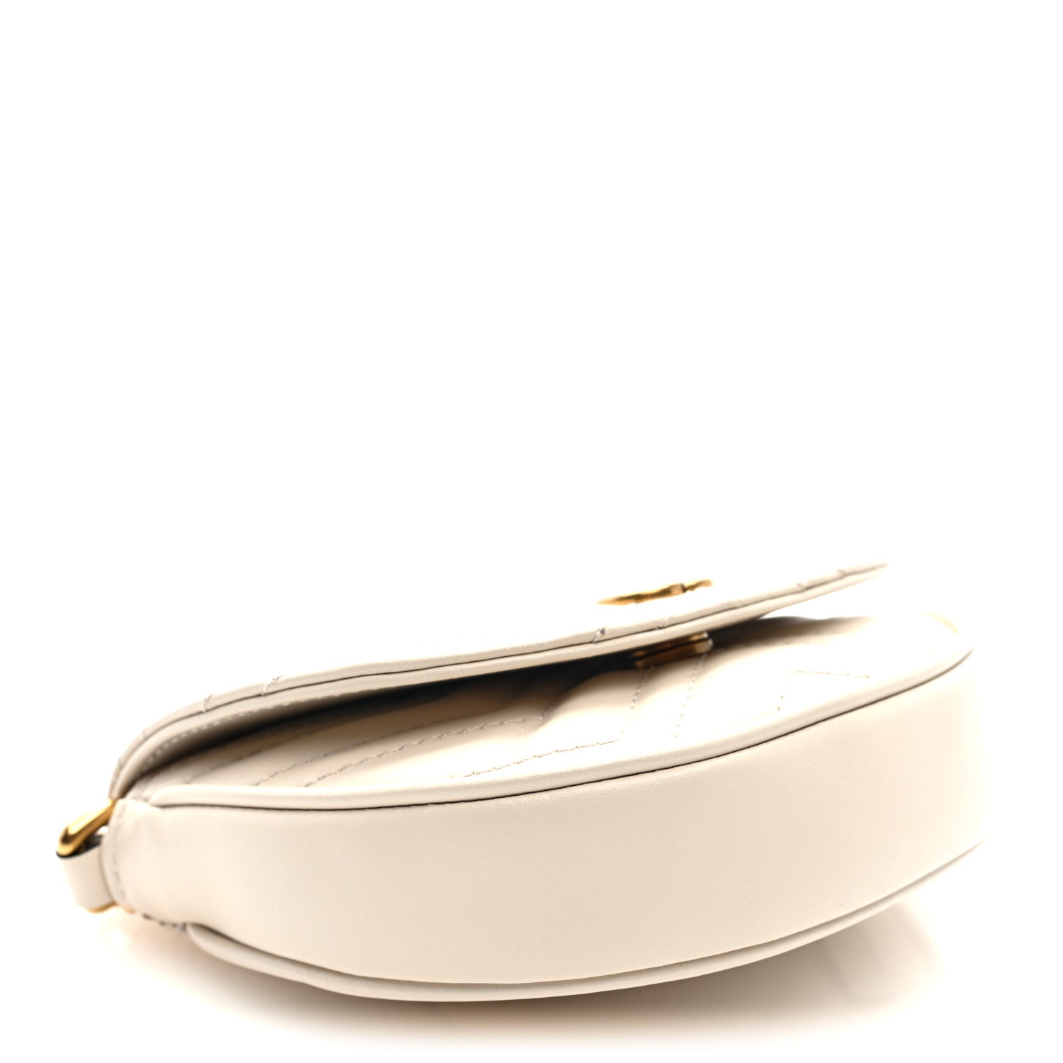 Gucci Calfskin Matelasse Mini GG Marmont Chain Belt Bag Mystic White