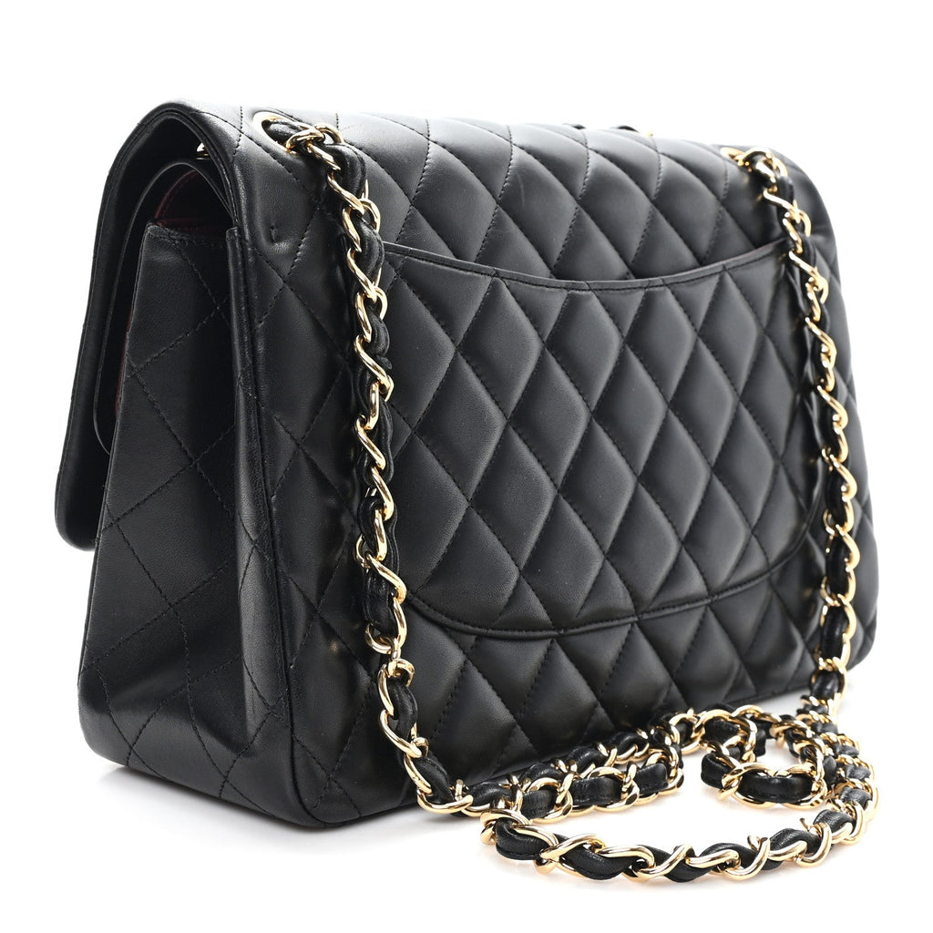 Chanel Lambskin Quilted Jumbo Double Flap Black
