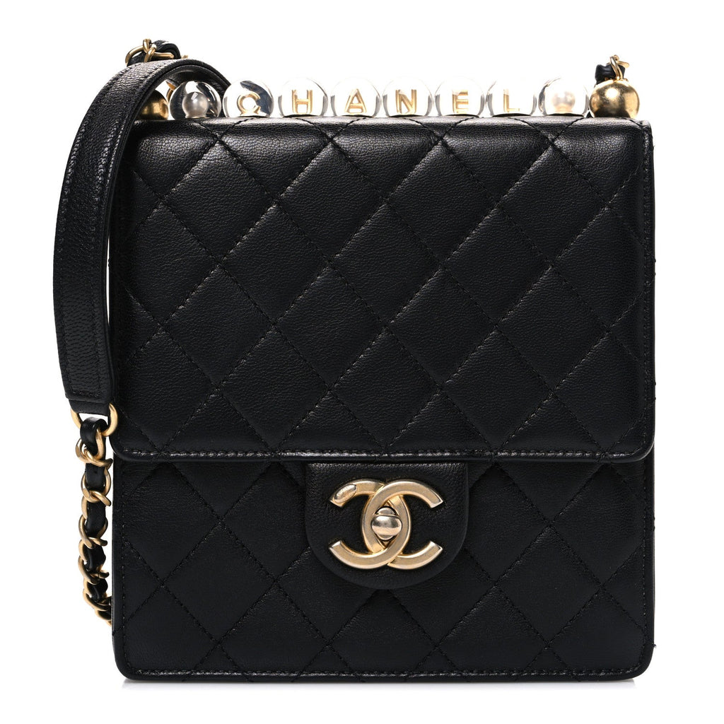 Chanel Lambskin Quilted Chic Pearls Flap Black