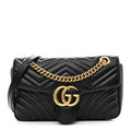 Gucci Calfskin Matelasse Small GG Marmont Shoulder Bag Black
