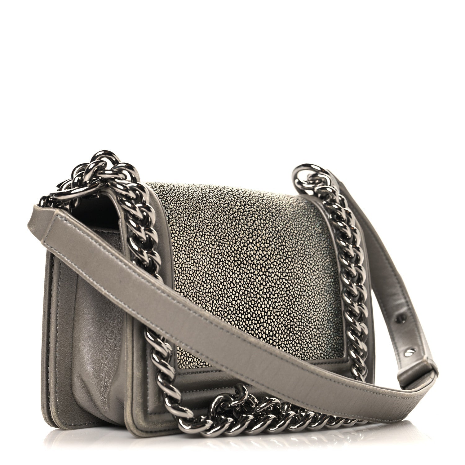 Chanel Galuchat Stingray Small Boy Flap Silver