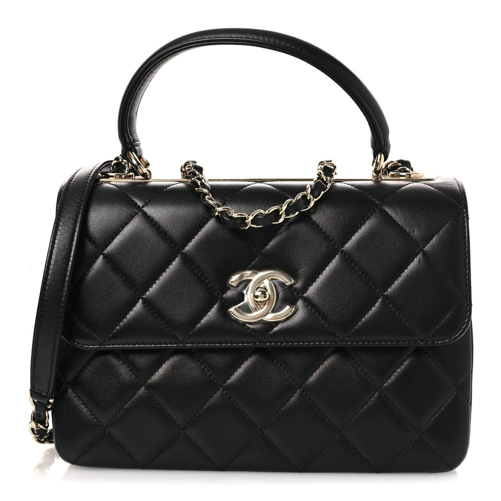 Chanel Lambskin Quilted Small Trendy CC Dual Handle Flap Bag Black