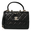 Chanel Lambskin Quilted Small Trendy CC Dual Handle Flap Bag Black