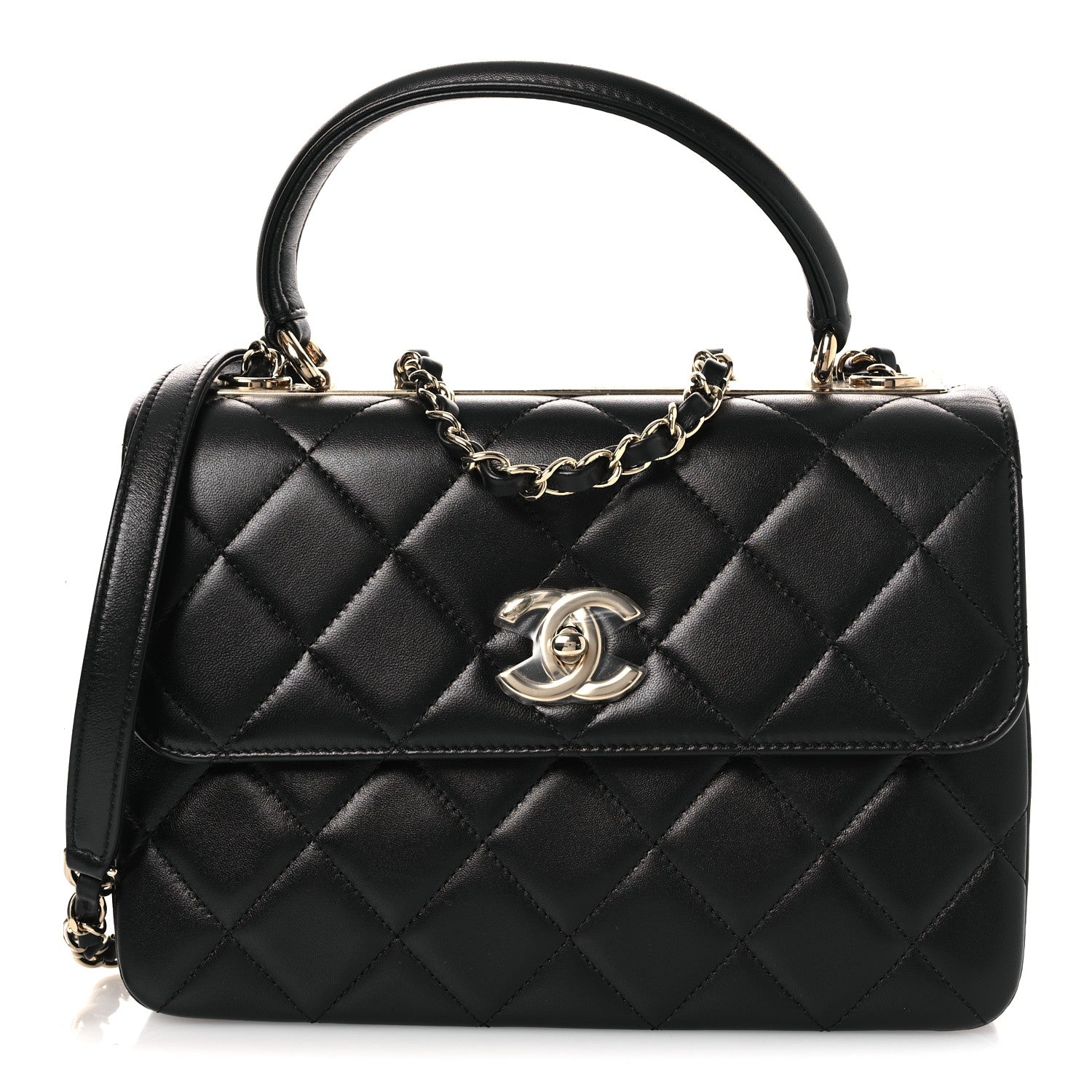 Chanel Lambskin Quilted Small Trendy CC Dual Handle Flap Bag Black
