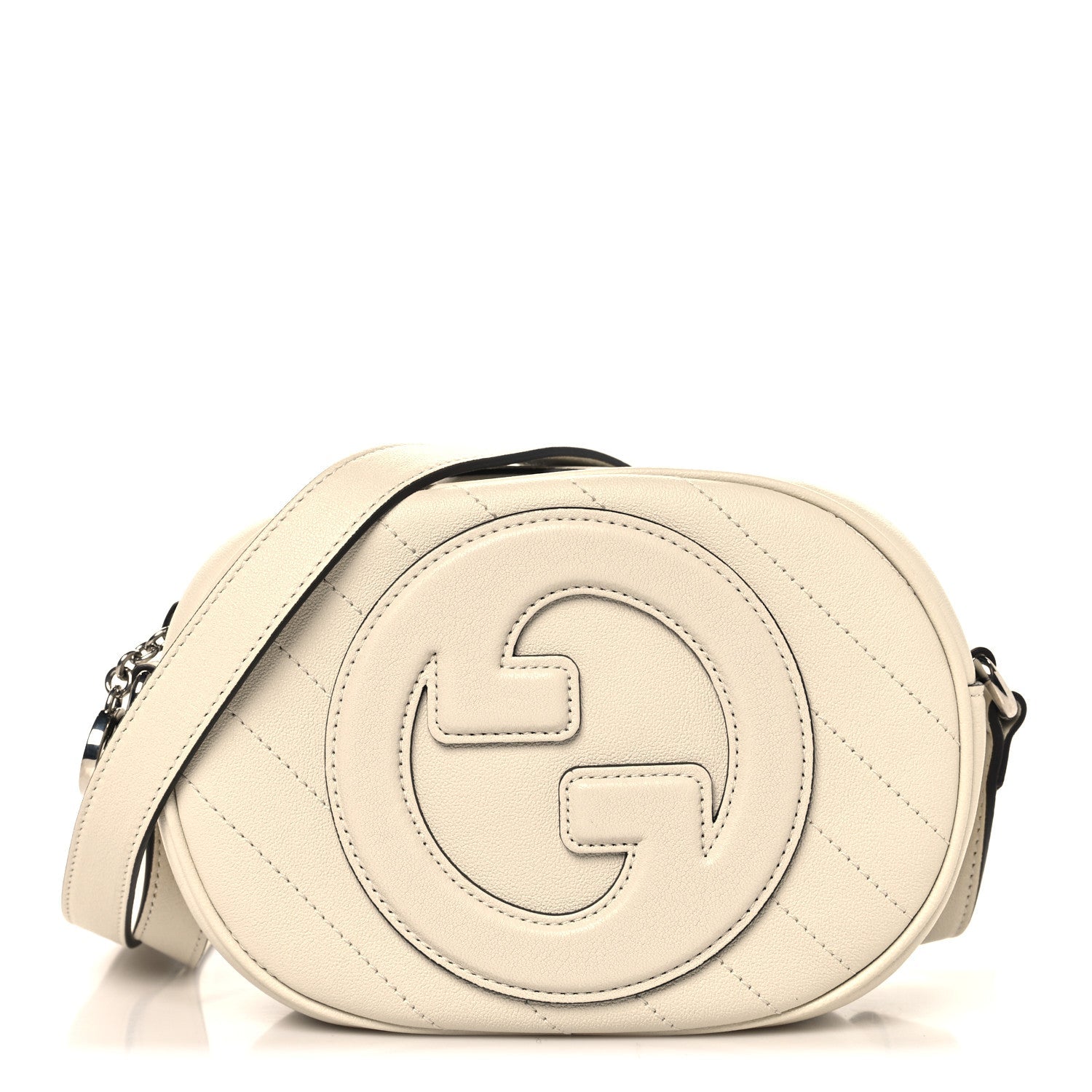 Gucci Sakai Be Green Calfskin Diagonal Stitched Mini Blondie Shoulder Bag Mystic White