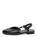 Lambskin Patent Cap Toe Crystal Enamel CC Mary Jane Slingback Flats 39.5 Black