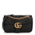 Gucci Calfskin Matelasse Small GG Marmont Shoulder Bag Black