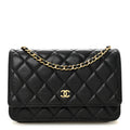 Chanel Lambskin Quilted Wallet On Chain WOC Black