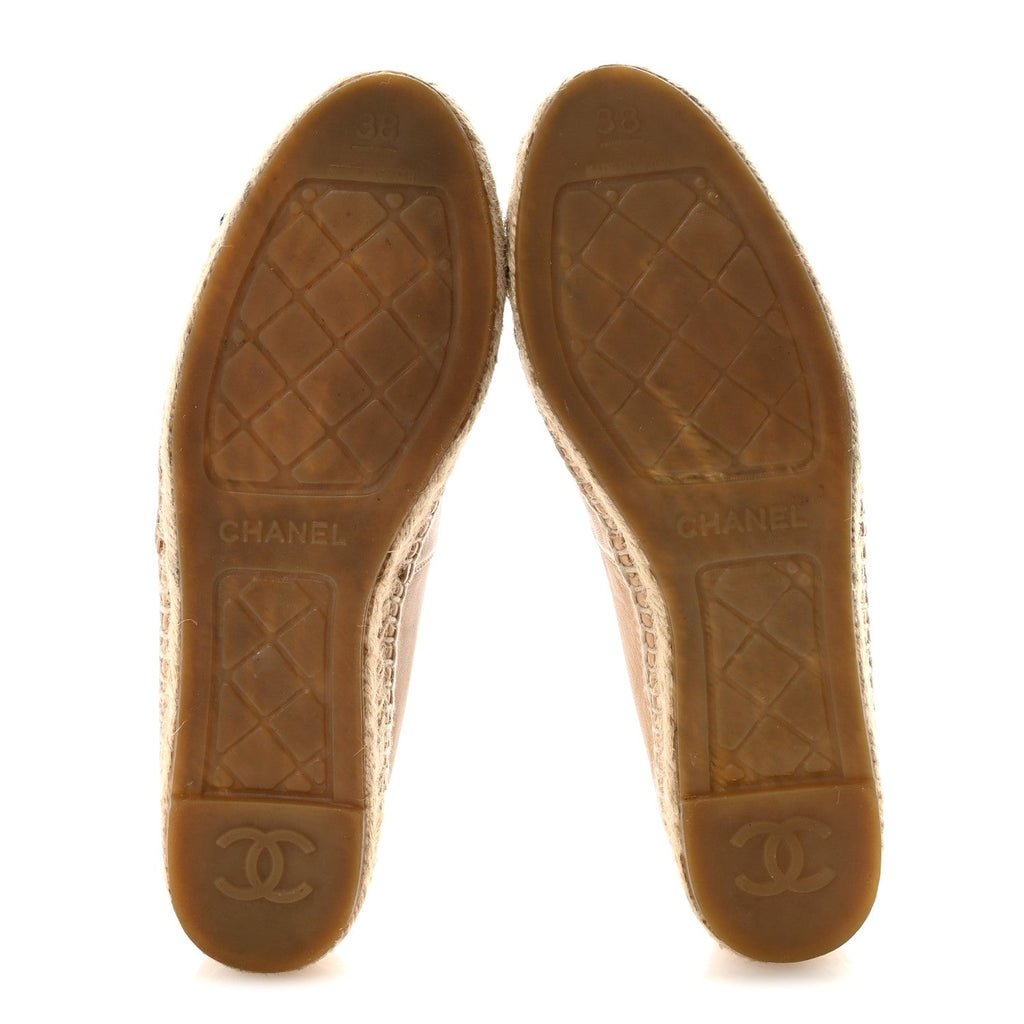 Lambskin CC Espadrilles 38 Beige Black