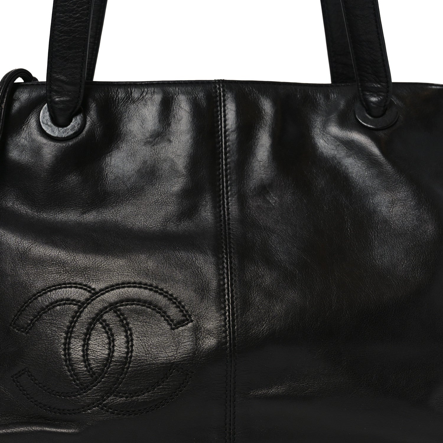 Chanel Lambskin CC Stitched Tote Black