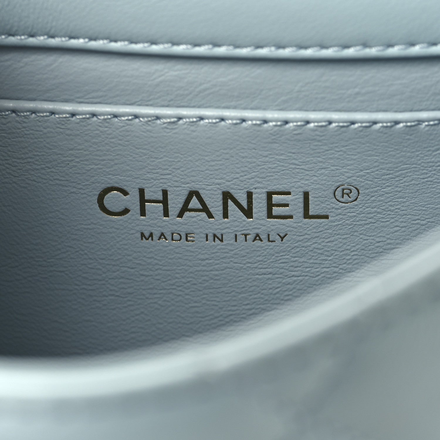 Chanel Lambskin Enamel Quilted Mini Pending CC Square Flap Light Blue