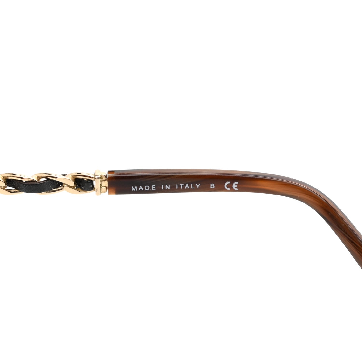 Acetate Metal Lambskin Chain Square Sunglasses 5210-Q Brown