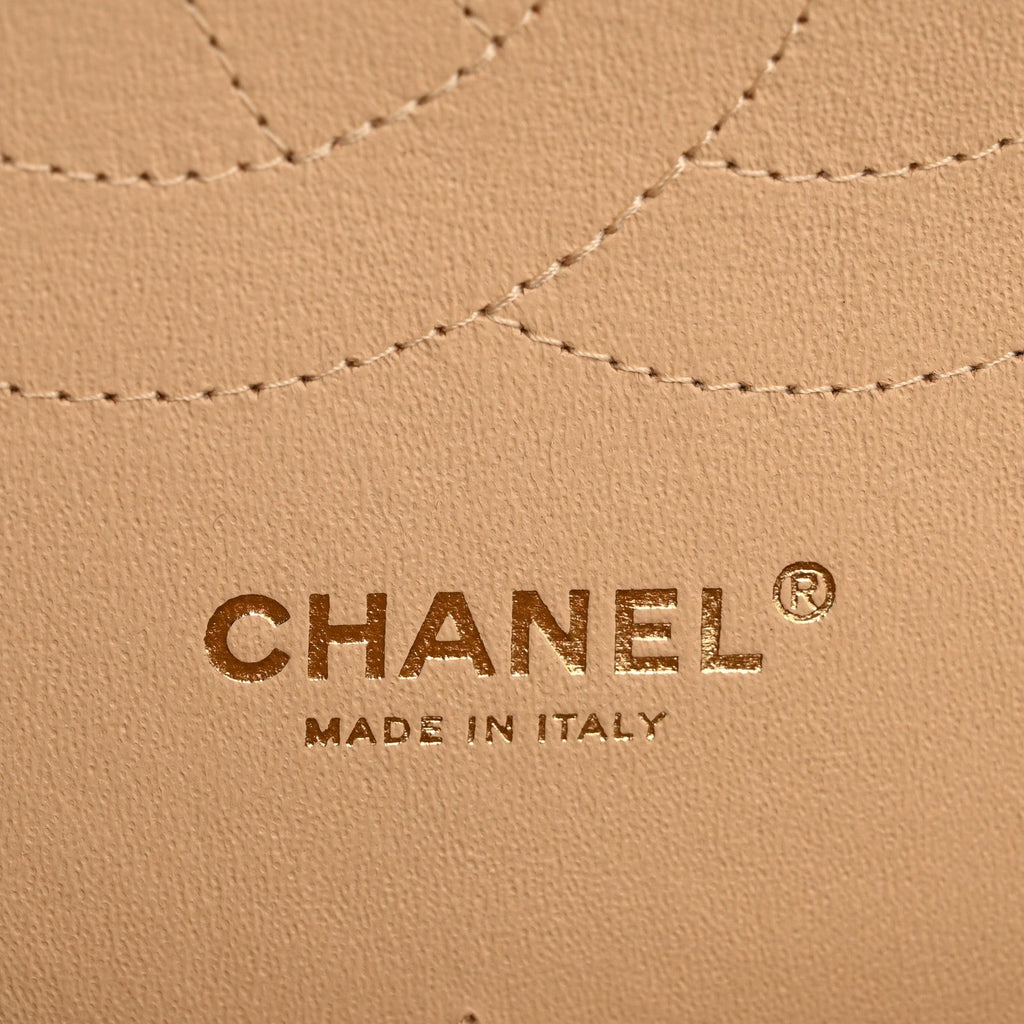Chanel Caviar Quilted Jumbo Double Flap Beige