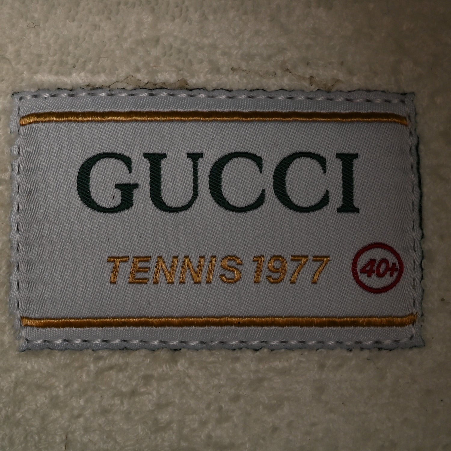 Gucci GG Monogram Web Womens 1977 Tennis Sneakers 40.5 Beige Ebony Mystic White
