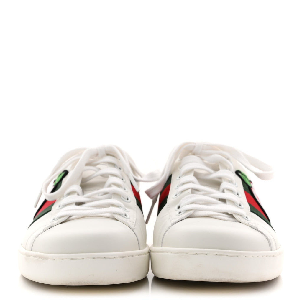 Gucci Calfskin Crocodile Web Mens Ace Sneakers 8 White Green