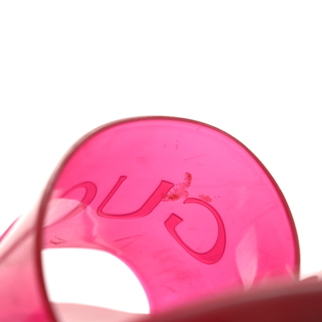 Gucci Rubber Gucci Logo Womens Platform 20/60mm Slide Sandals 38 Transparent Hibiscus Red
