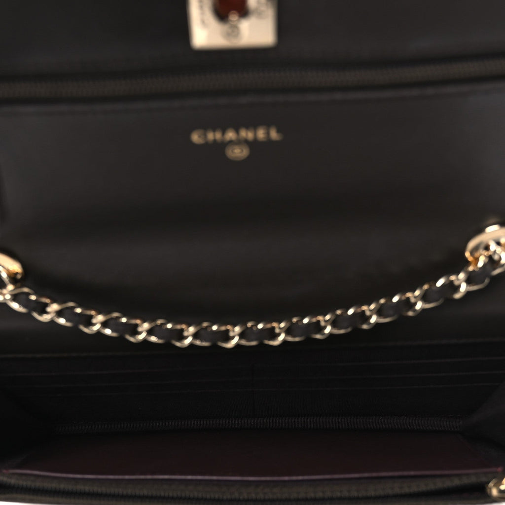 Chanel Lambskin Quilted Trendy CC Wallet On Chain WOC Dark Brown