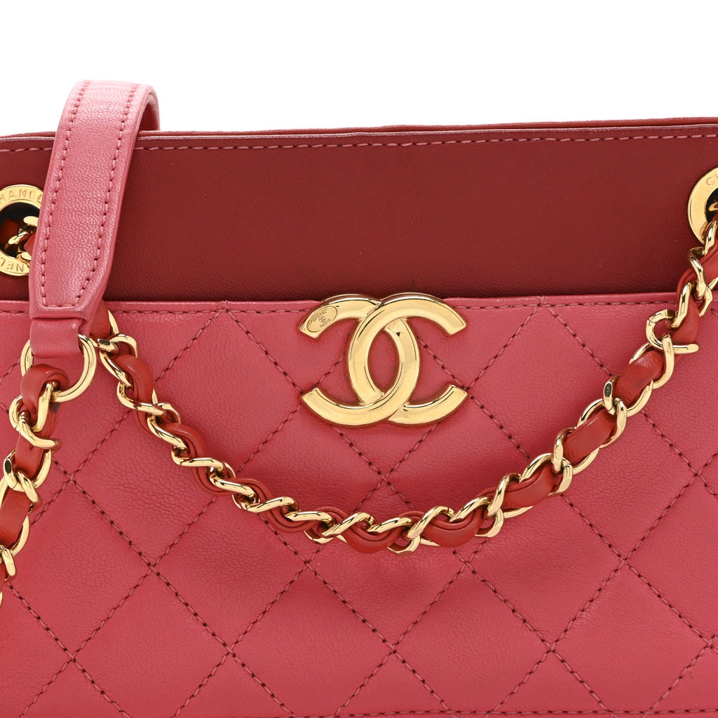 Chanel Goatskin Quilted Small In & Out Camera Case Pink Red