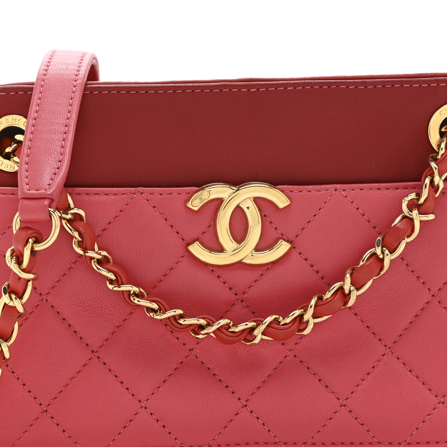 Chanel Goatskin Quilted Small In & Out Camera Case Pink Red