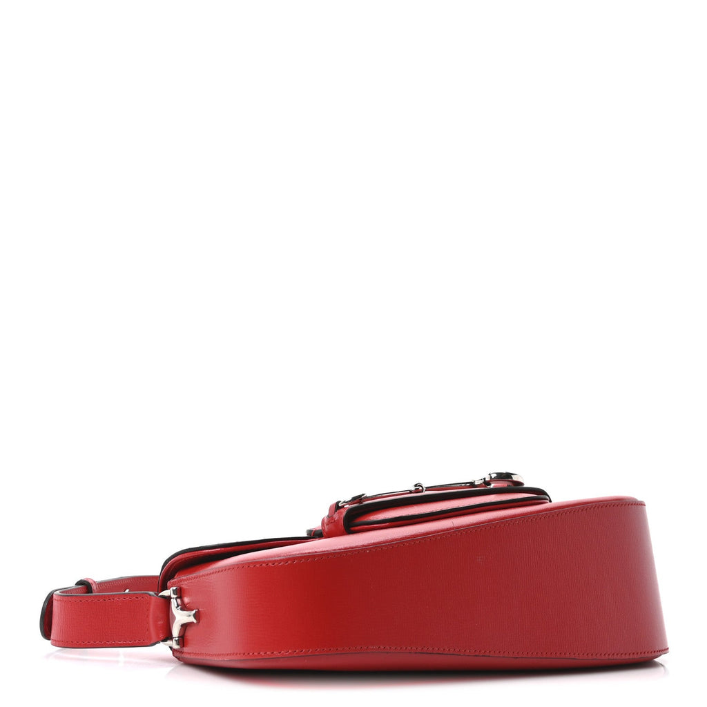Gucci Demetra Small Horsebit 1955 Asymmetric Shoulder Bag New Cherry Red