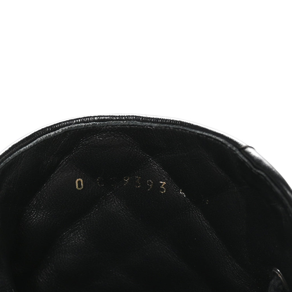 Chanel Shiny Calfskin Patent Quilted Chain Lace Up Combat Boots 40.5 Black