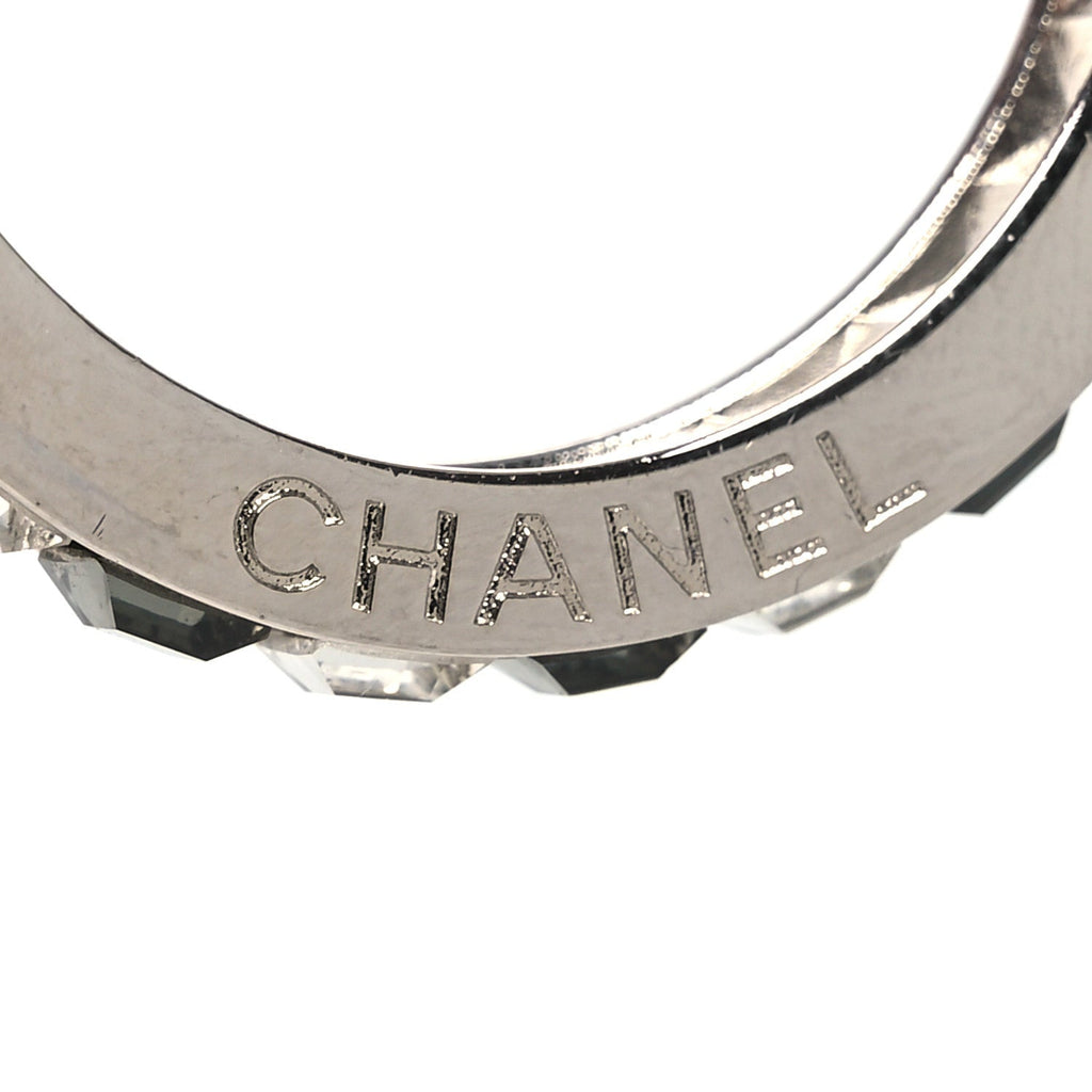 Baguette Crystal CC Hoop Earrings Silver