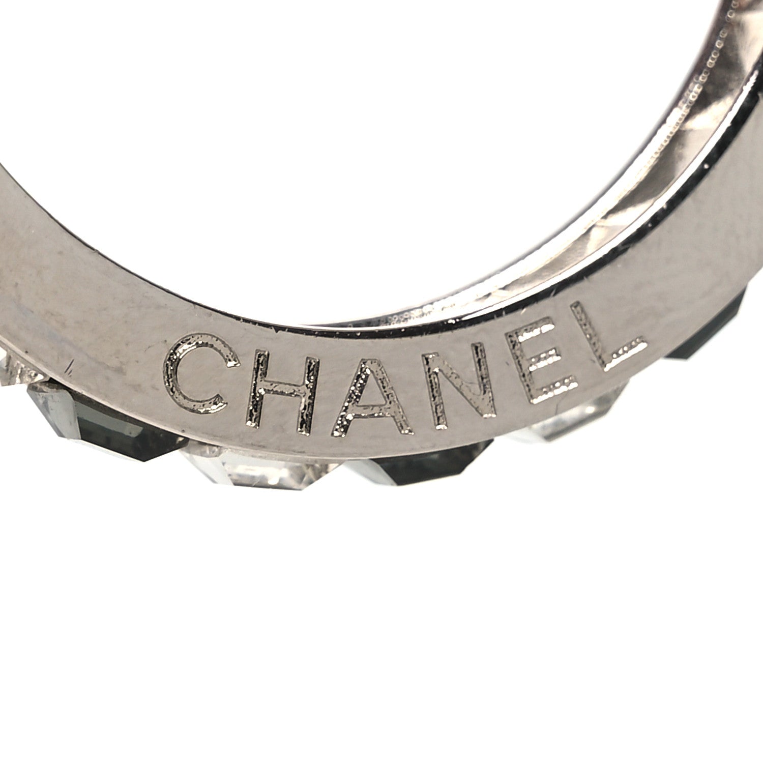 Baguette Crystal CC Hoop Earrings Silver