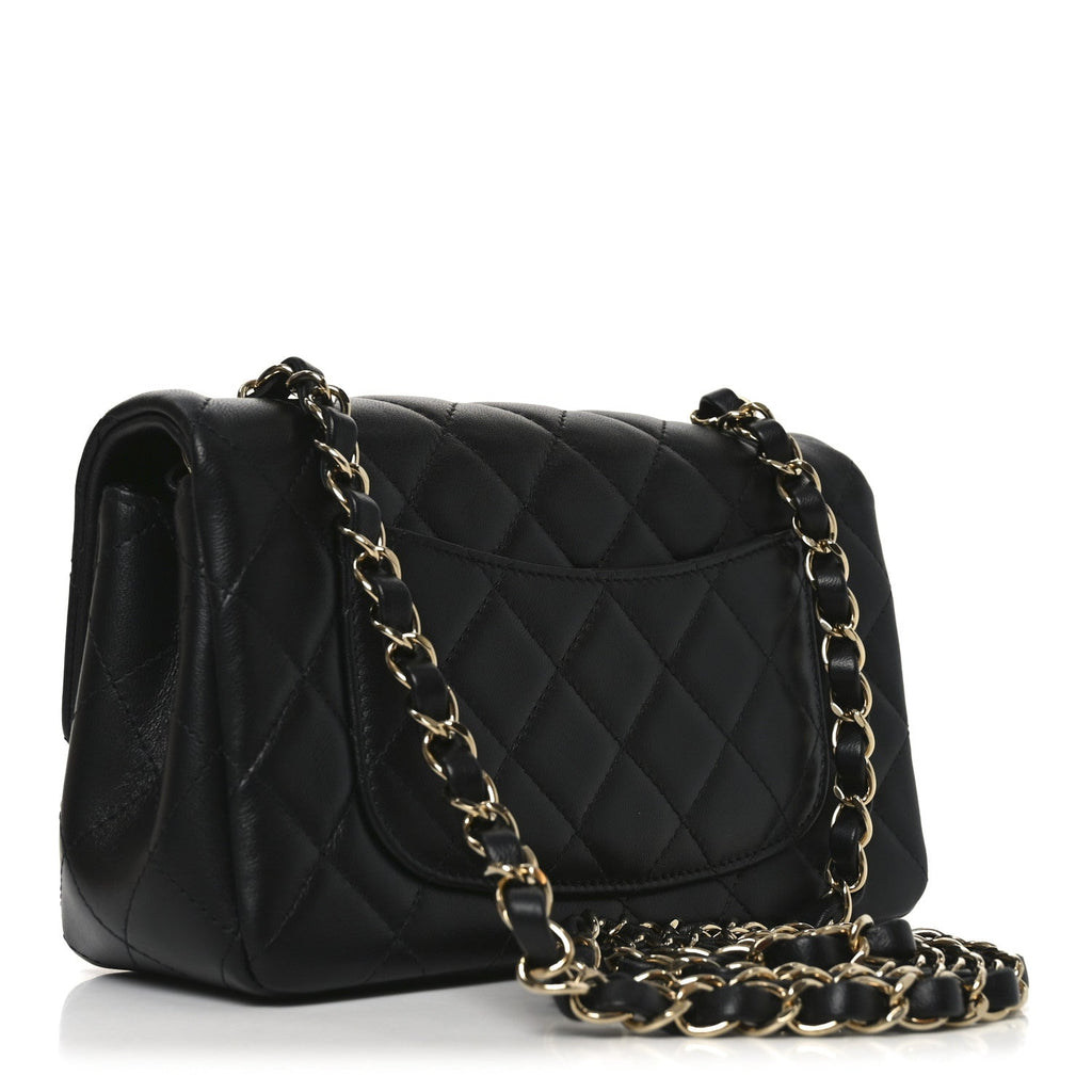 Chanel Lambskin Quilted Mini Rectangular Flap Black