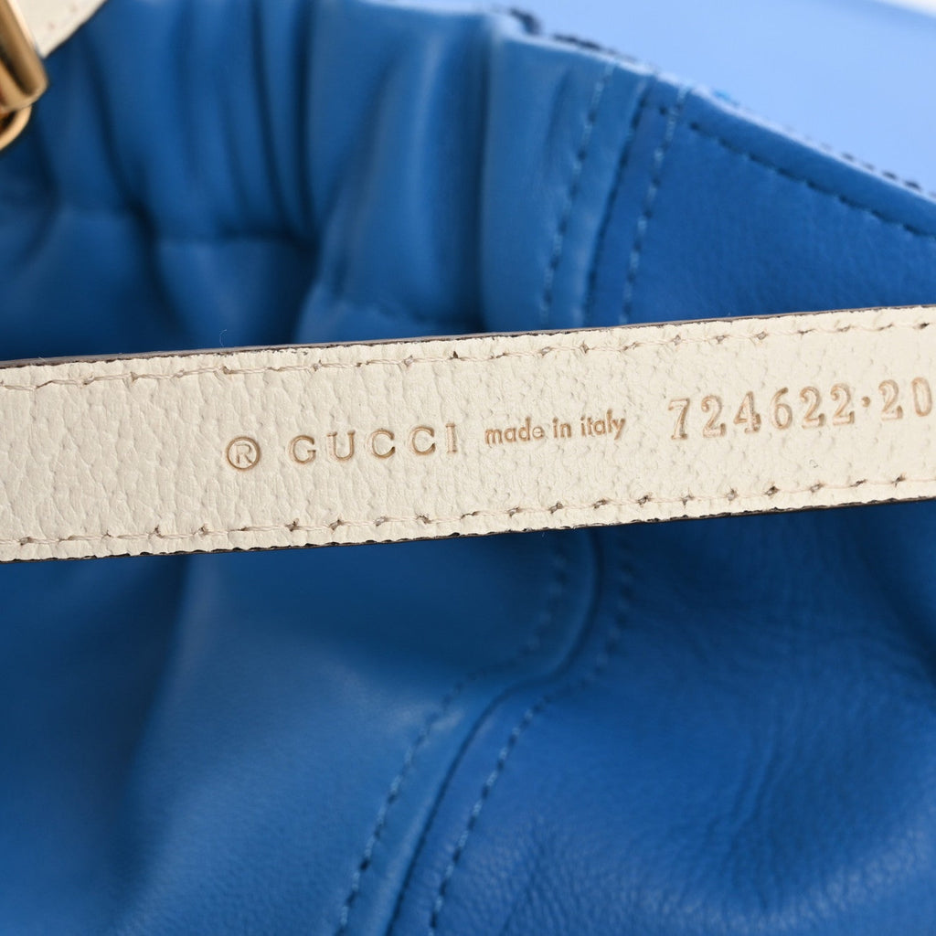 Gucci X ADIDAS Lambskin Trefoil Stefanos Baseball Hat XL Blue