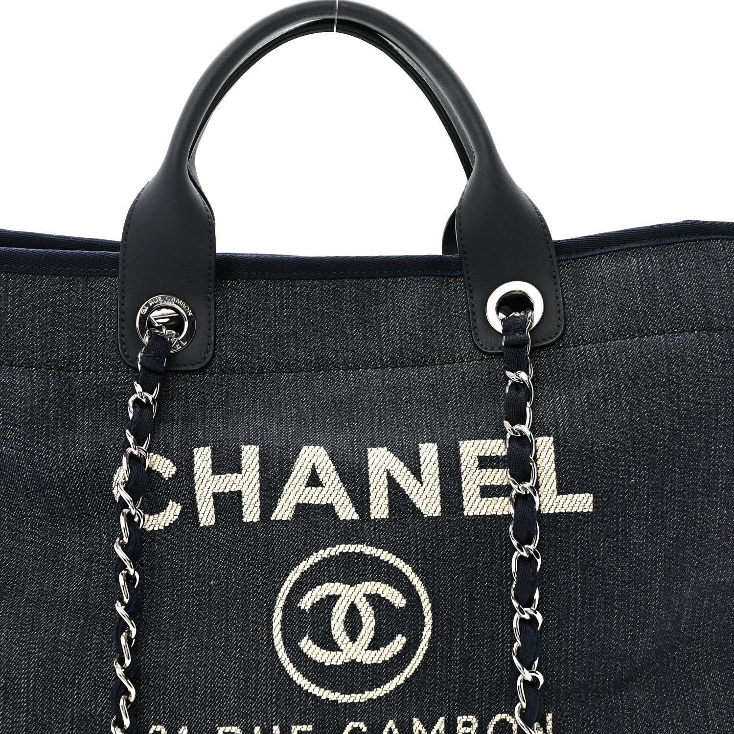 Chanel Denim Large Deauville Tote Dark Blue