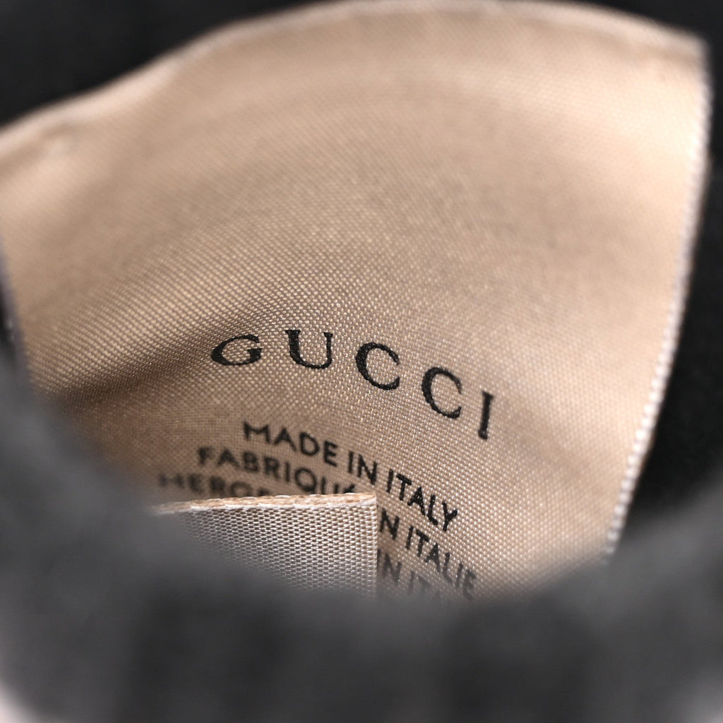 Gucci Cashmere Fingerless Gloves Logo M Graphite Black