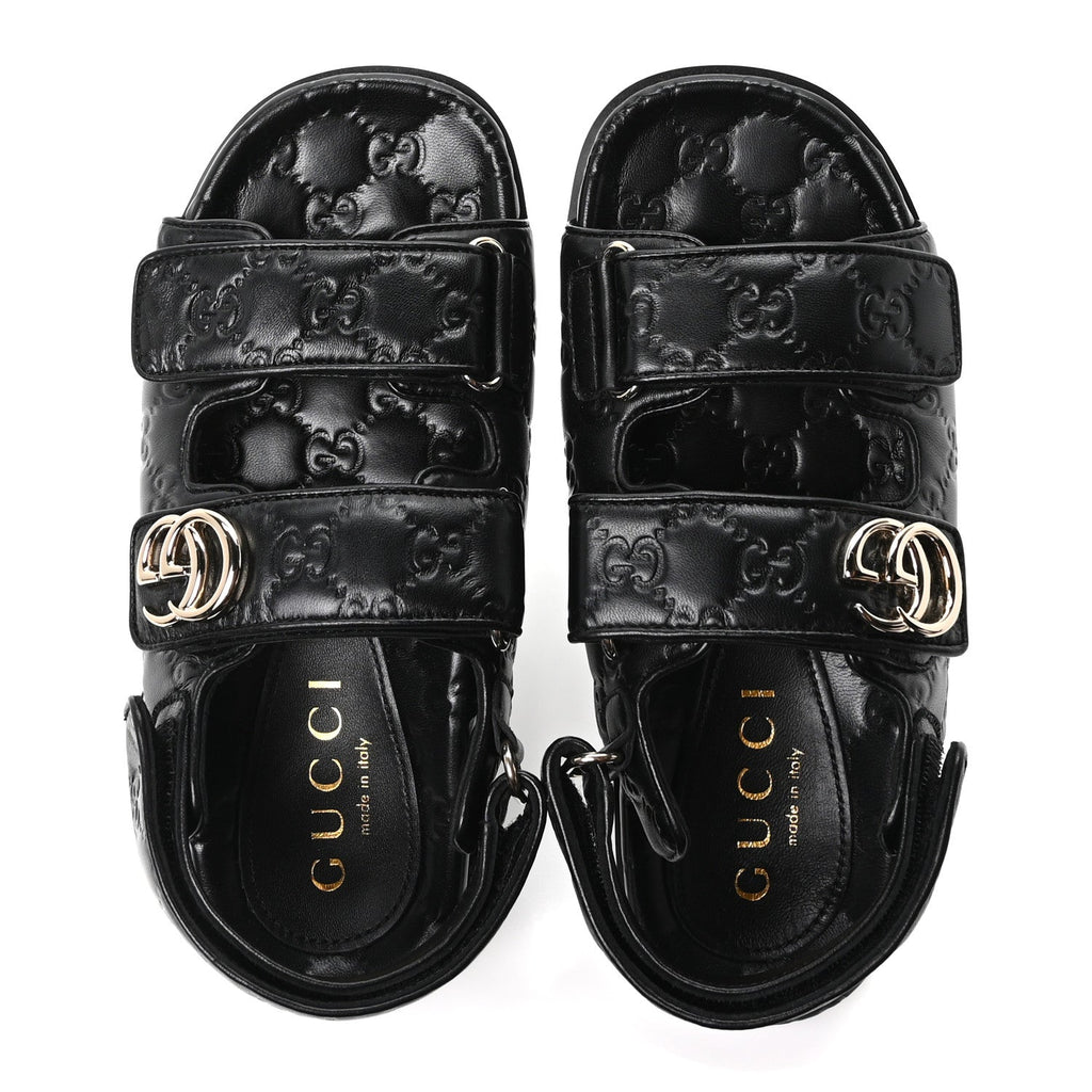 Gucci Guccissima GG Embossed Womens Sandals 37 Black