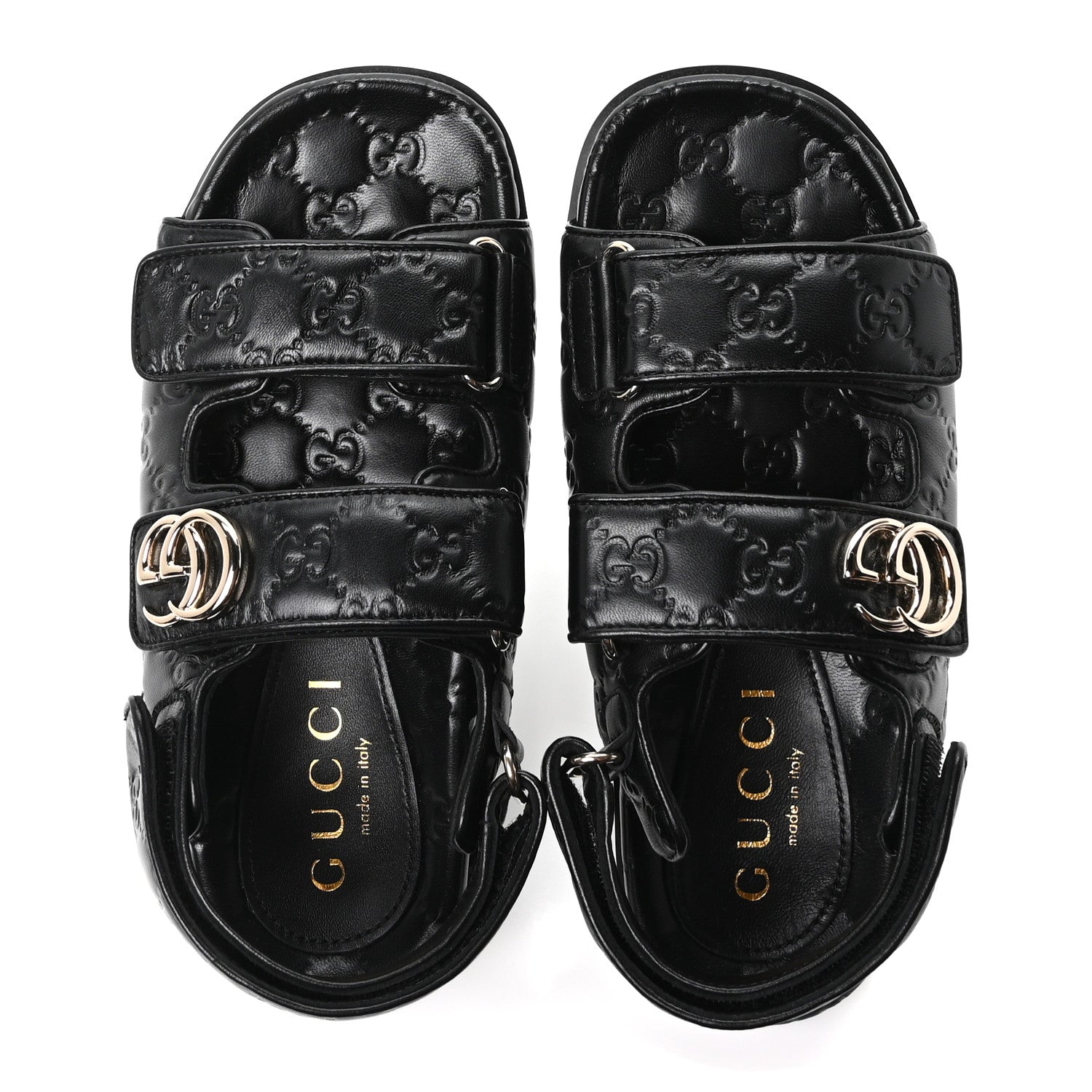Gucci Guccissima GG Embossed Womens Sandals 37 Black