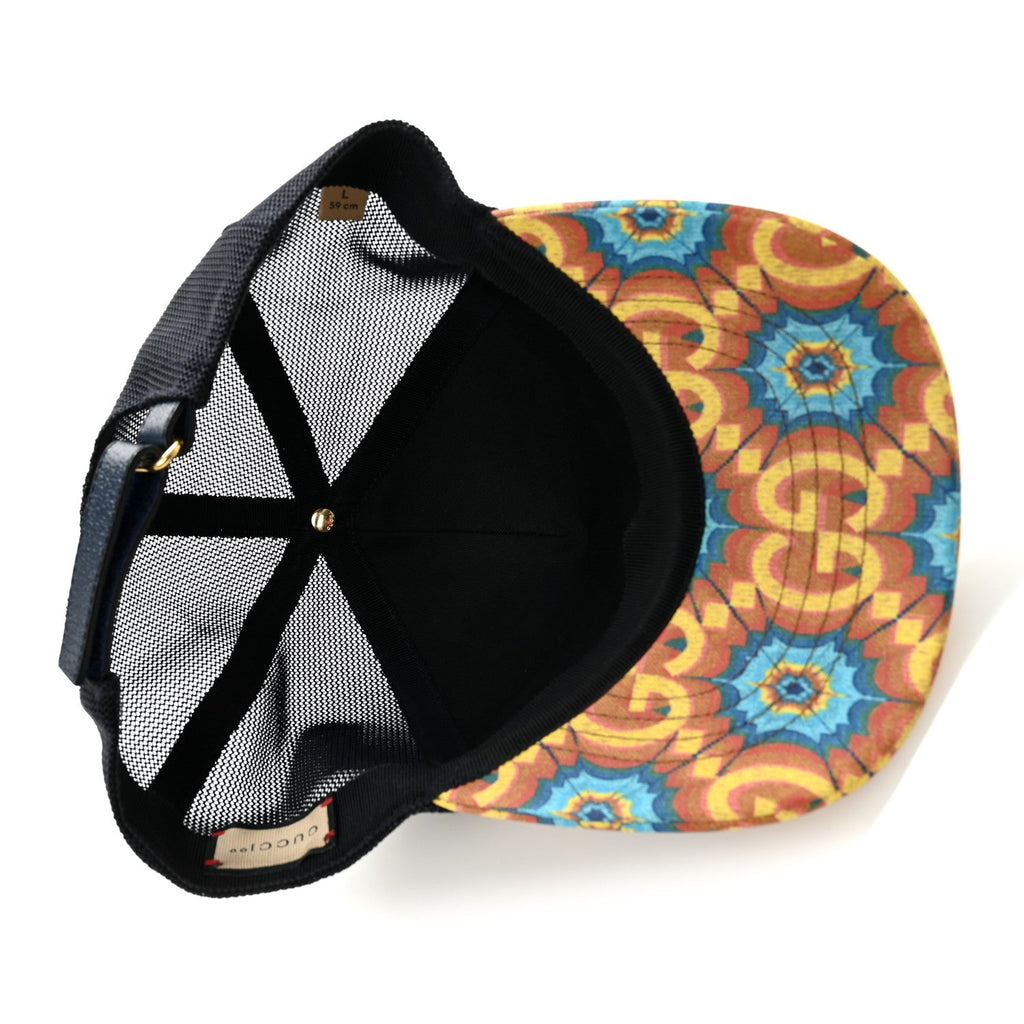 Gucci GG Supreme Monogram Kaleidoscope Baseball Hat L Blue Orange Multicolor Blue Agata