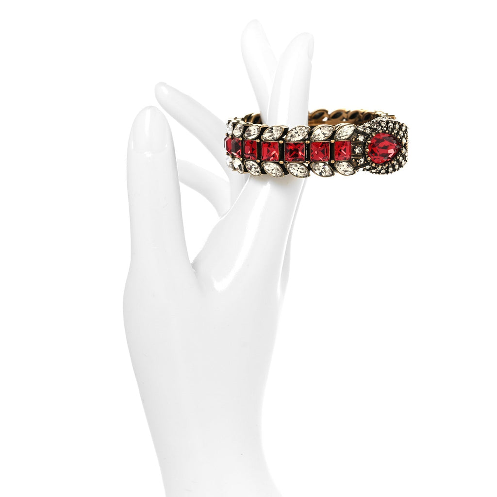 Gucci Metal Crystals Snake Bracelet S White Red