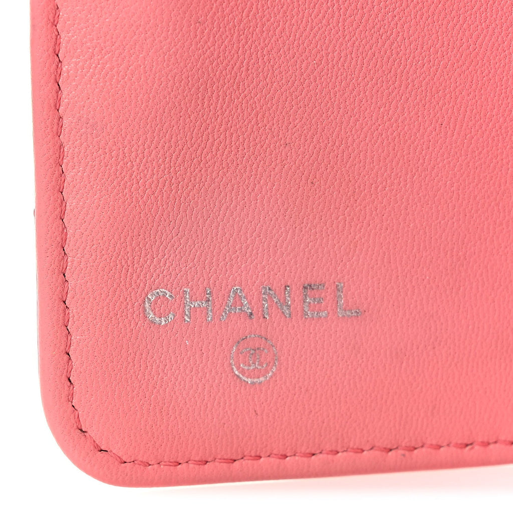 Lambskin Quilted Yen Wallet Pink