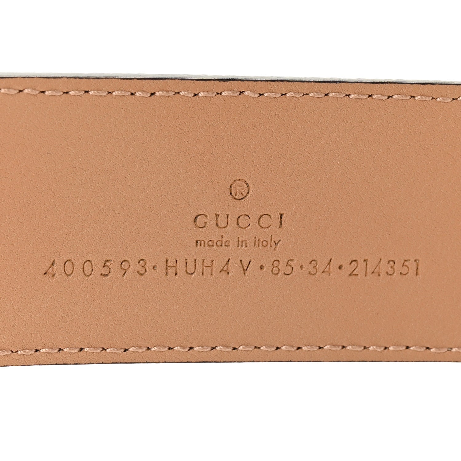 Gucci GG Supreme Monogram Plutone Calfskin Enamel Double G 40mm Belt 85 34 Beige Ebony Camelia