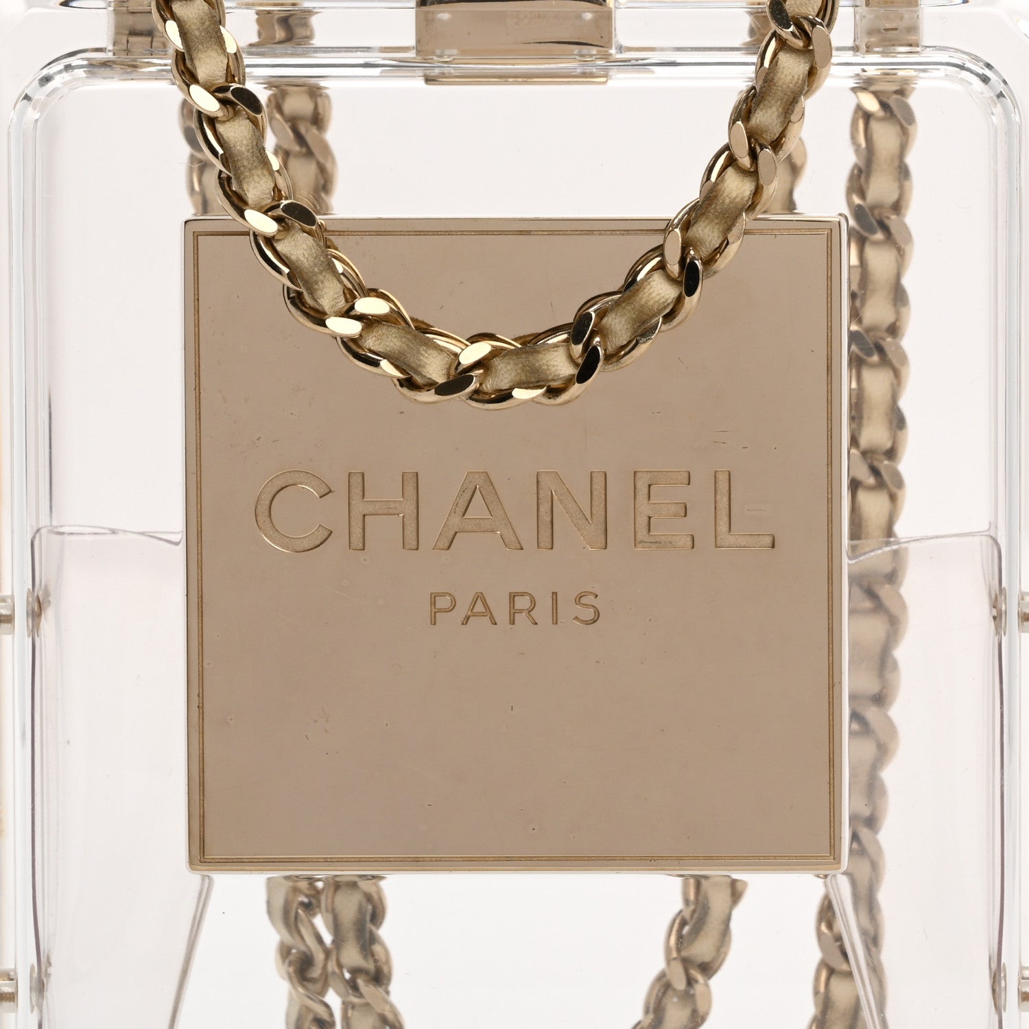 Chanel Transluscent Plexiglass Perfume Bottle Clutch