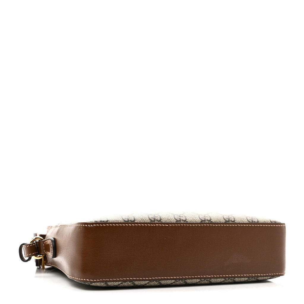 Gucci GG Supreme Monogram Azalea Calfskin Retro Interlocking G Messenger Shoulder Bag Beige Ebony Brown Sugar