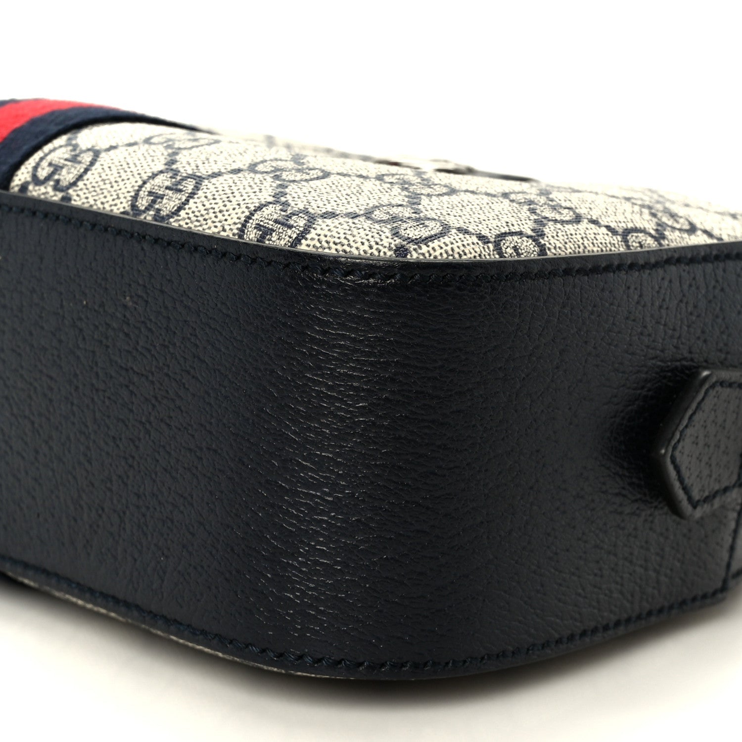 Gucci GG Supreme Monogram Textured Dollar Calfskin Web Small Ophidia Camera Bag Beige Blue
