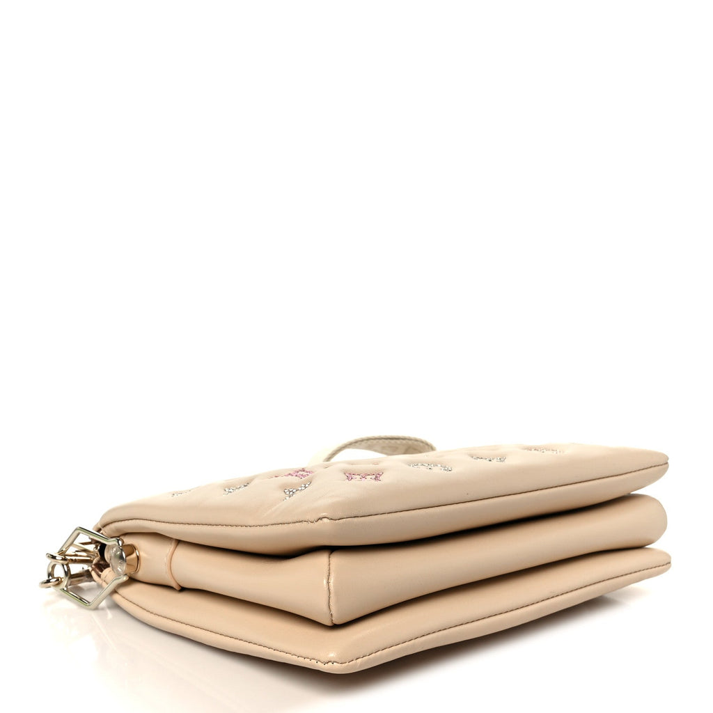 Louis Vuitton Lambskin Swarovski Crystal Embossed Monogram Coussin PM Nude