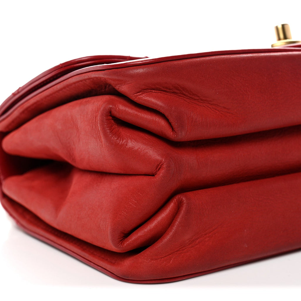 Chanel Iridescent Calfskin Quilted Small Straight Lined Flap Red