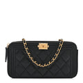 Chanel Calfskin Quilted Small Boy Clutch With Chain Black