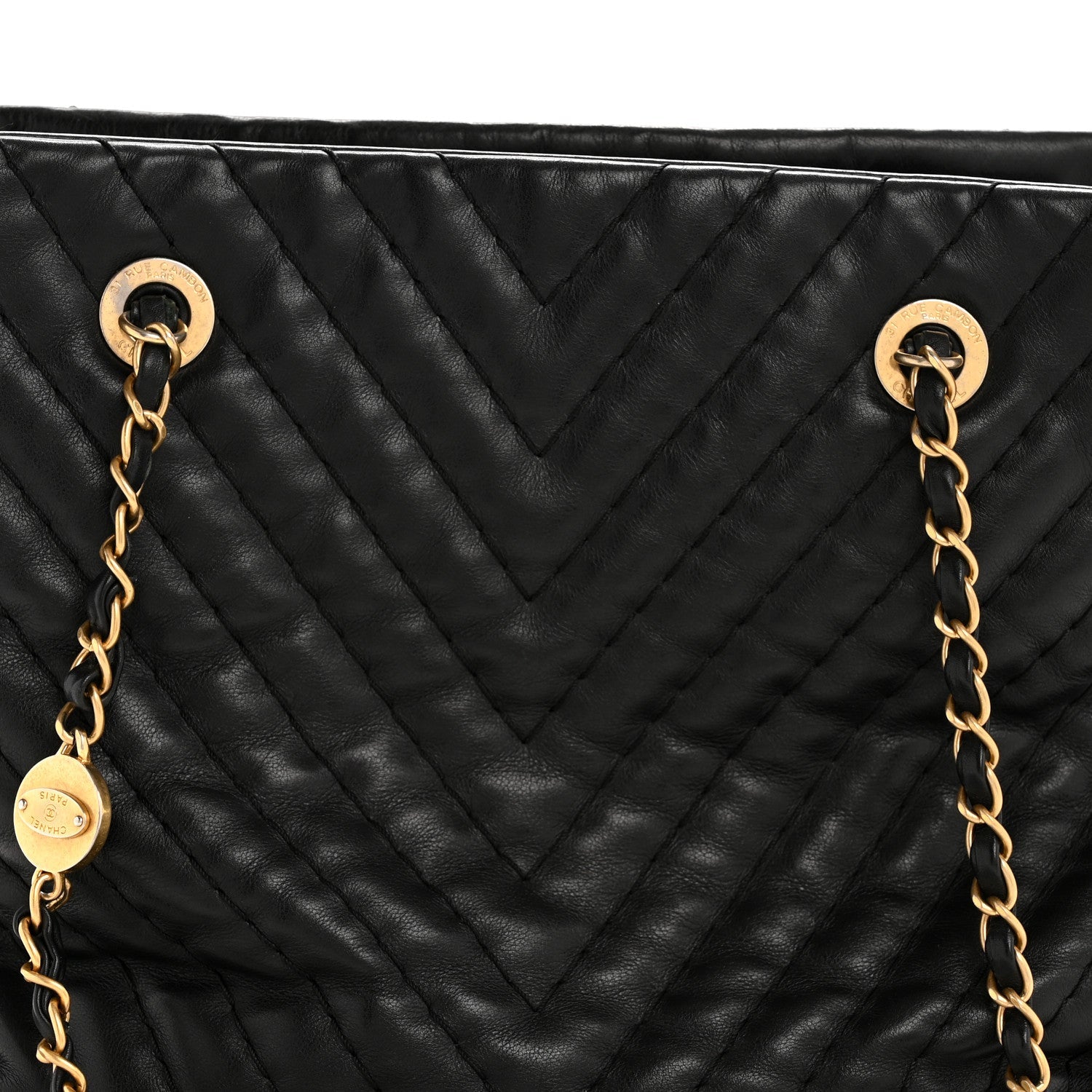 Chanel Calfskin Chevron Quilted Surpique Tote Black