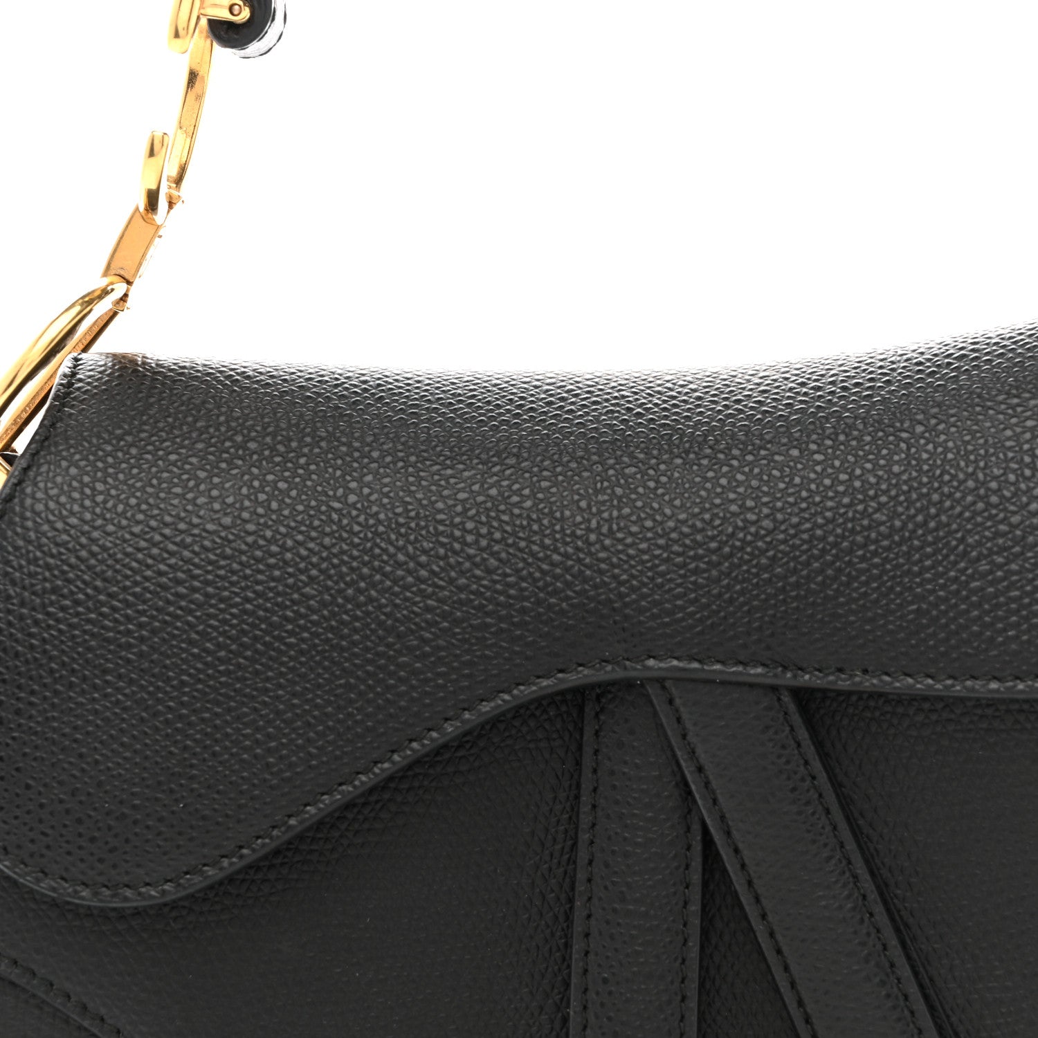 Christian Dior Grained Calfskin Mini Saddle Bag Black