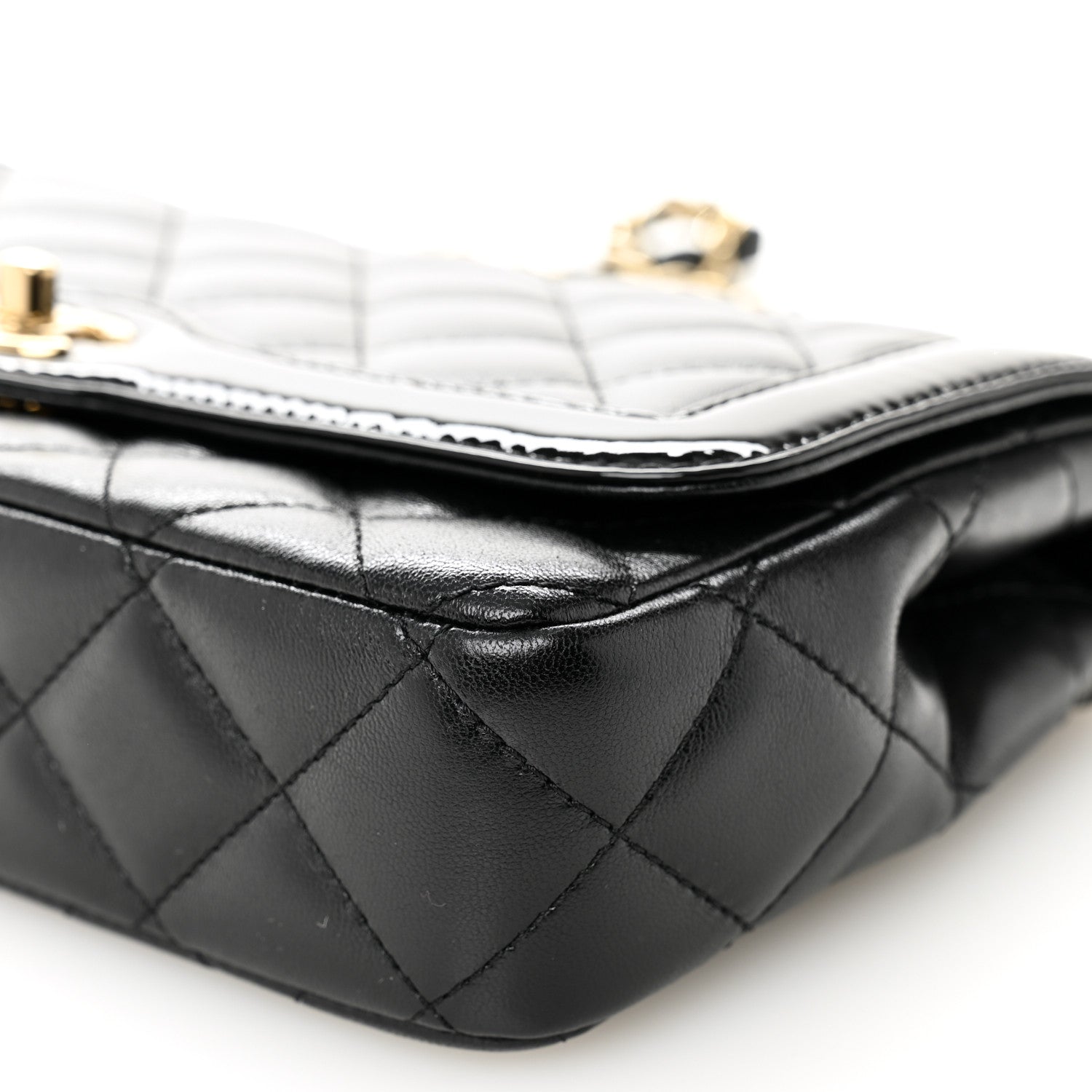 Chanel Lambskin Patent Calfskin Quilted Small Flap Bag Black