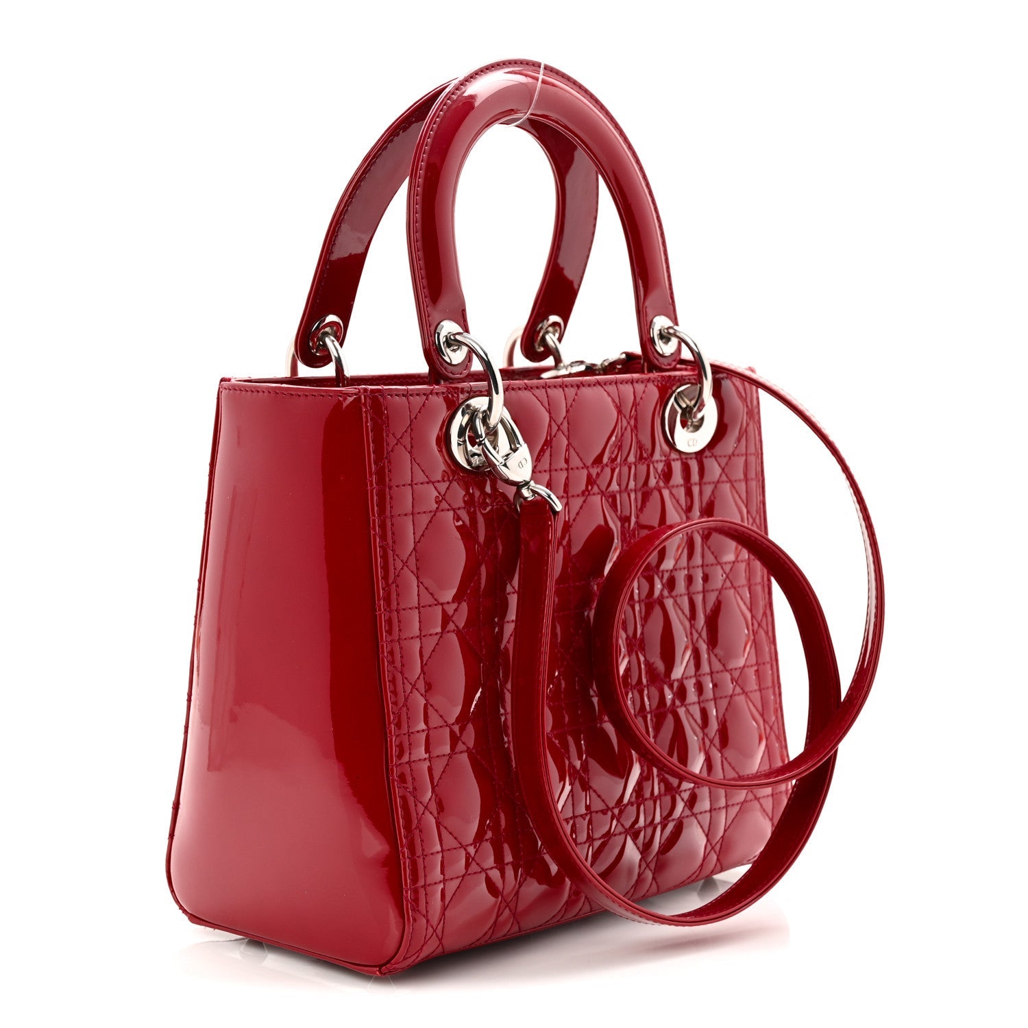 Christian Dior Patent Cannage Medium Lady Dior Red