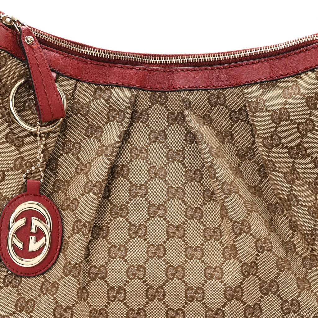 Gucci Monogram Medium Sukey Hobo Red