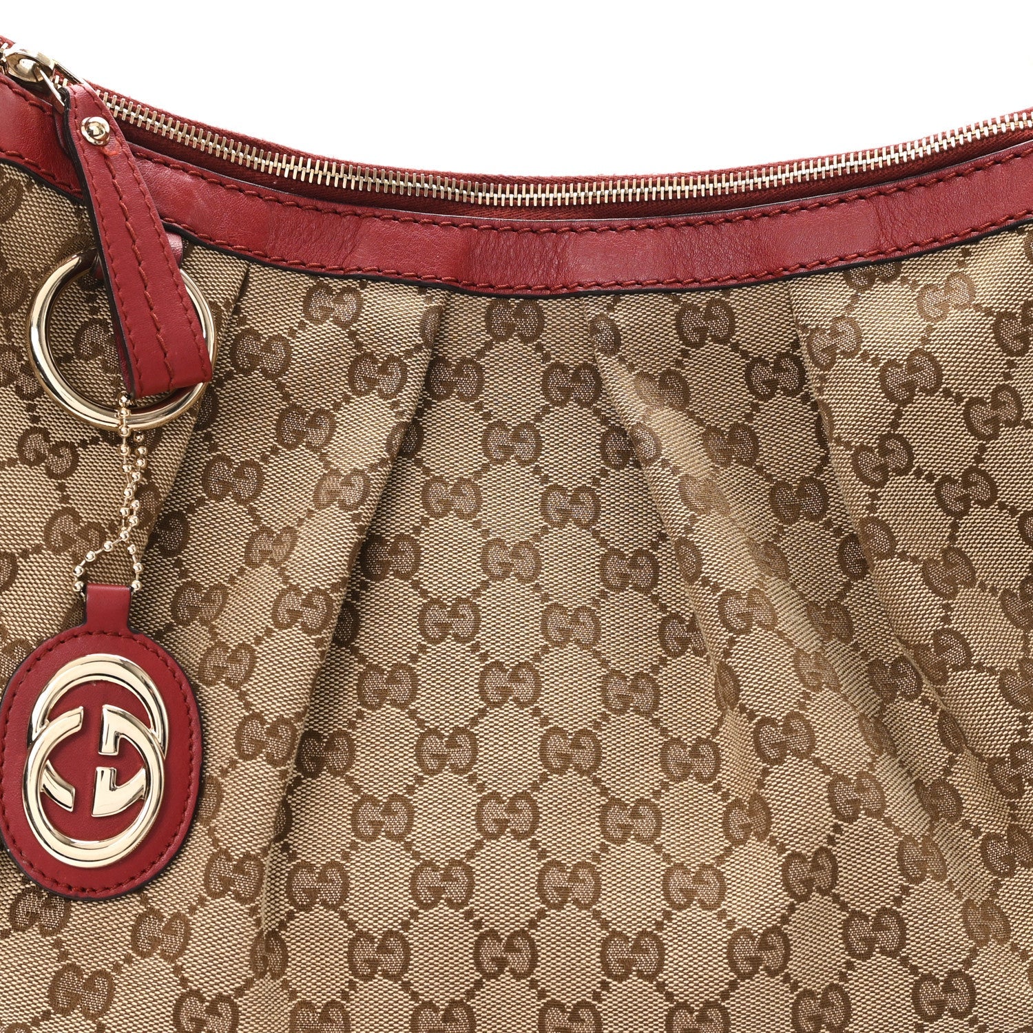 Gucci Monogram Medium Sukey Hobo Red